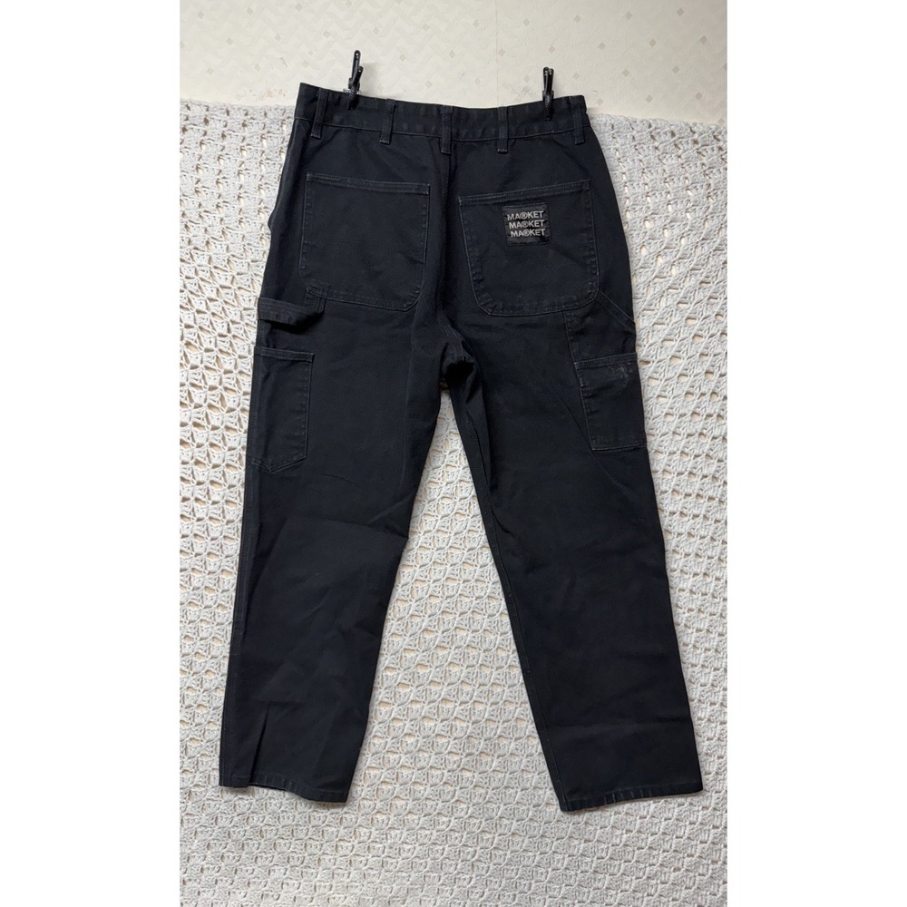 Market Double Knee Carpenter Pants Mens 30x28 Black Canvas Straight Woks Hiking
